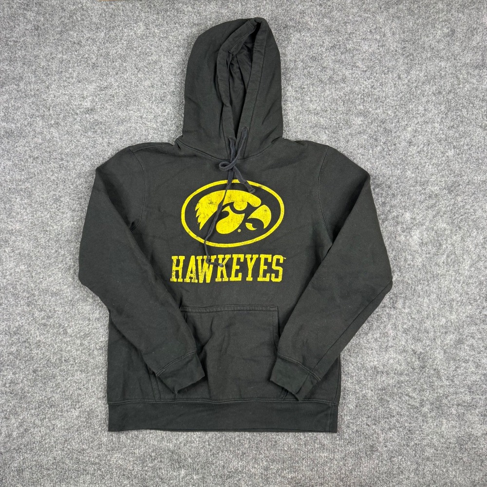 National Collegian Hoodie Mens Size Medium Black Iowa Hawkeyes Graphic Pullover